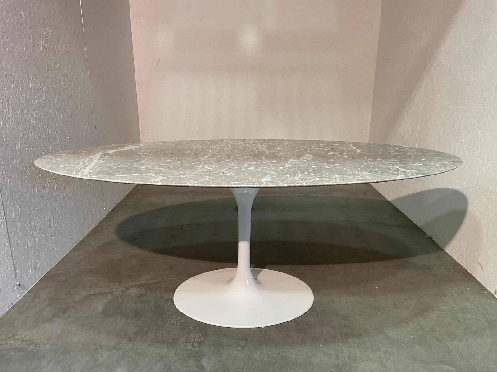 Pedestal Table Oval Pietra Grey Gloss 200x100cm