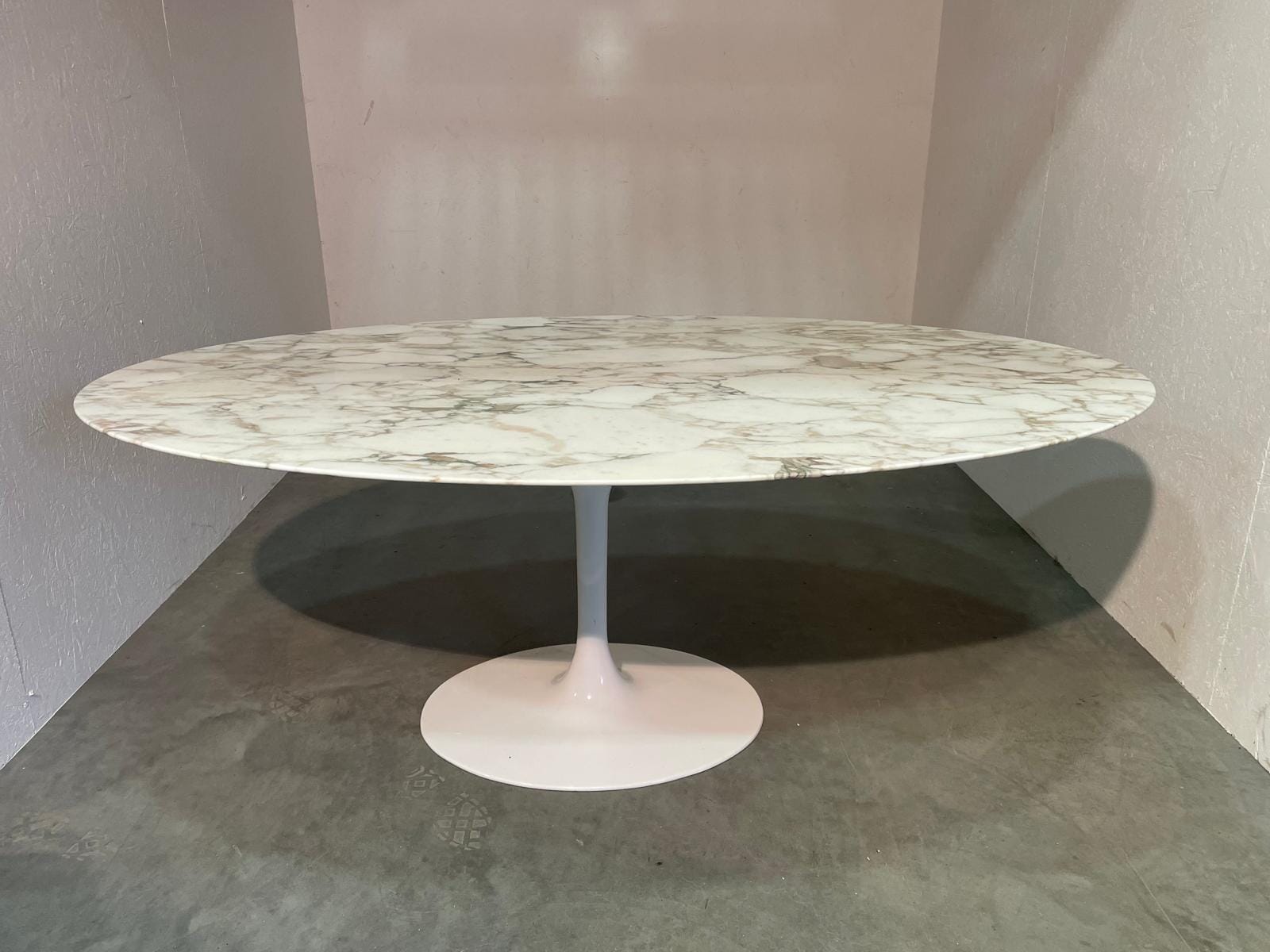 Pedestal Table Oval Calacatta Oro Gold Gloss 200x122cm