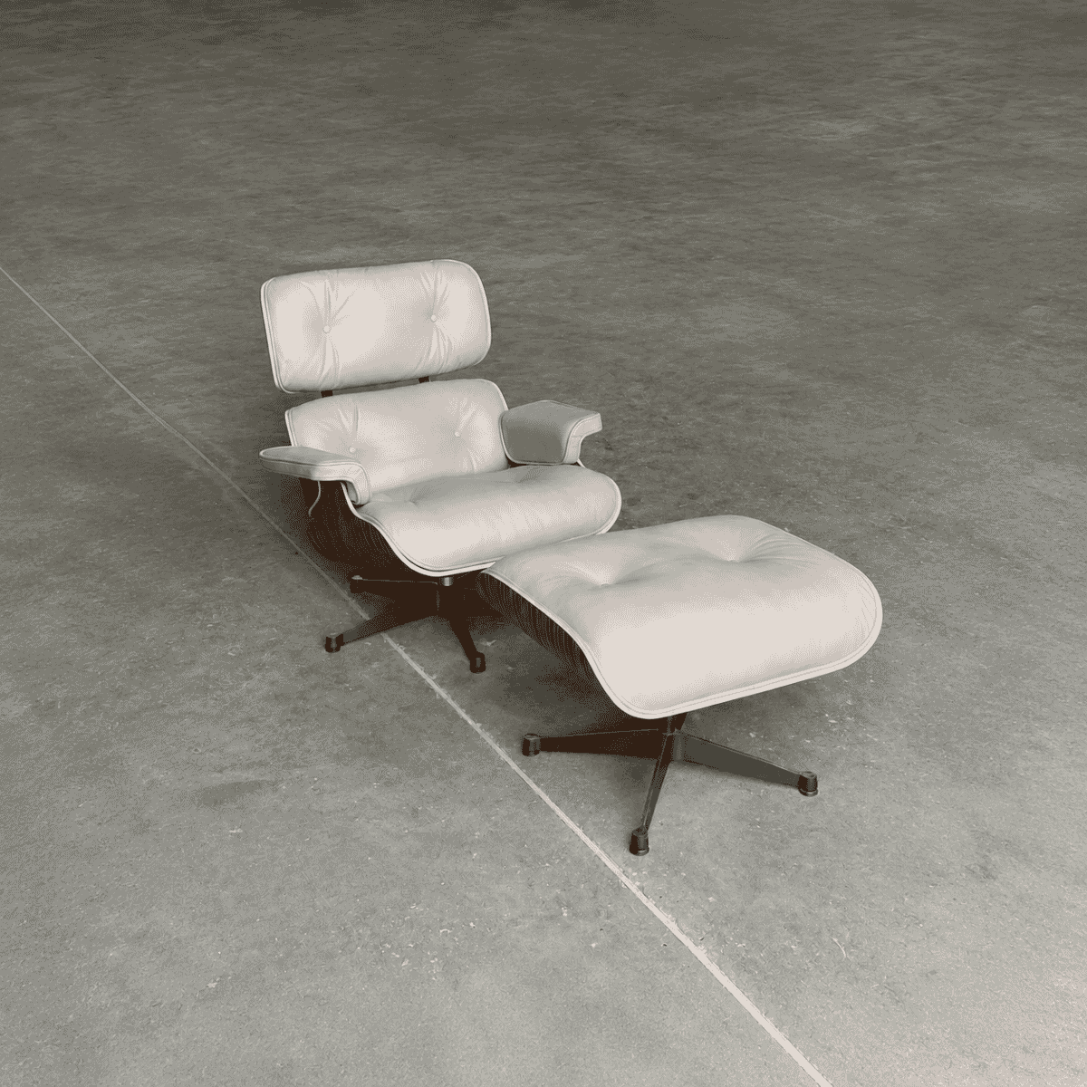 Lounge Chair And Ottoman Classic Version - Taupe Leather and Rosewood