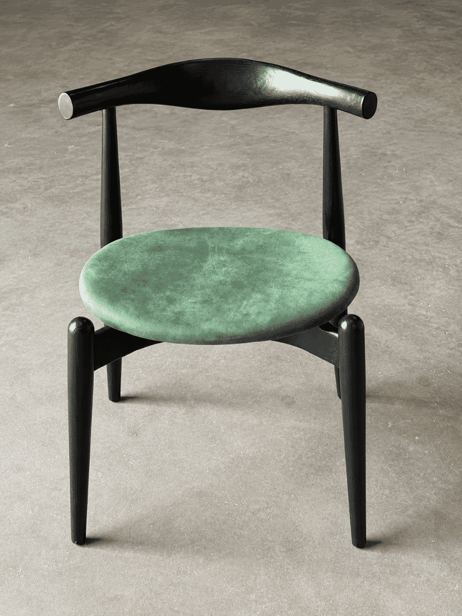 Elbow Dining Chair Black and Green Suede