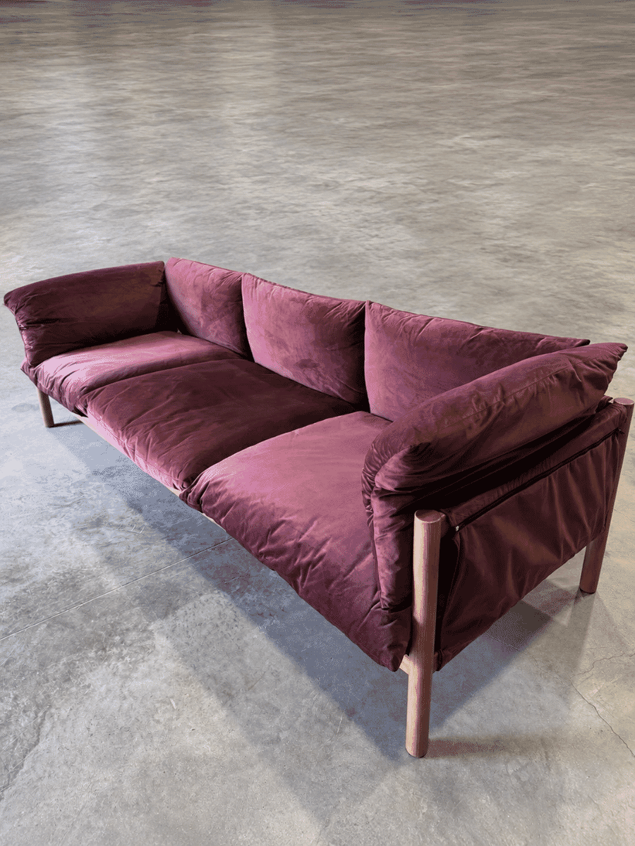 Emery 3 Seater Sofa- Jewelled Plum and Walnut
