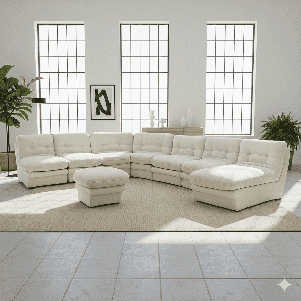 Carsons Mid Century Curved Modular Sectional Sofa - Combination 001