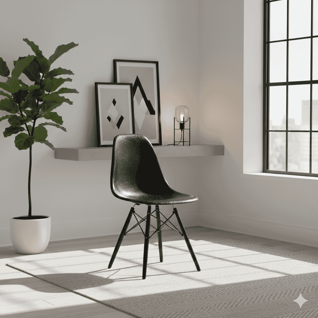  Visible Fibreglass Shell Chair Black