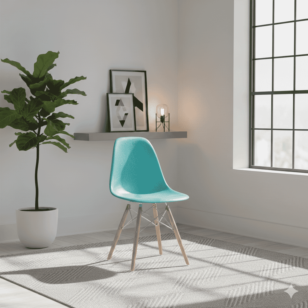  Visible Fibreglass Shell Chair Turquise