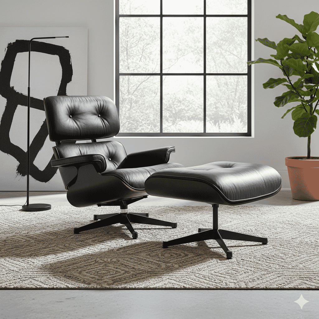 Lounge Chair And Ottoman - Black Edition