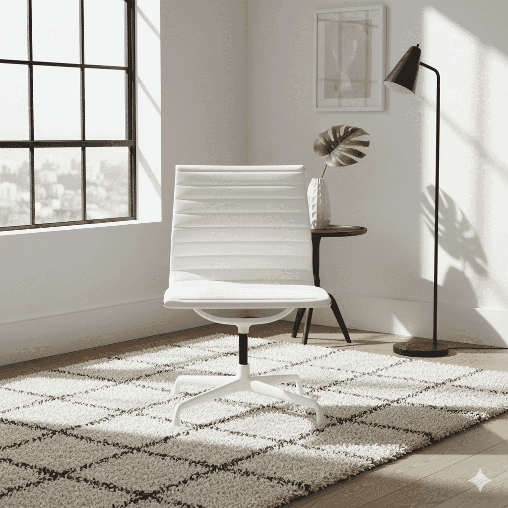 Eames Office Aluminium Chair EA 105 Powder Coated White