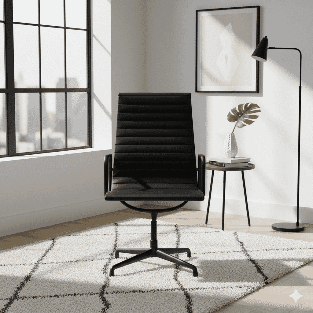 Eames Office Aluminium Chair EA 109 Powder Coated Black