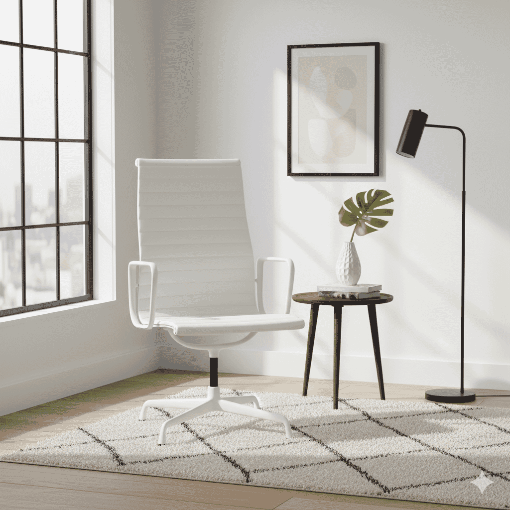 Eames Office Aluminium Chair EA 109 Powder Coated White