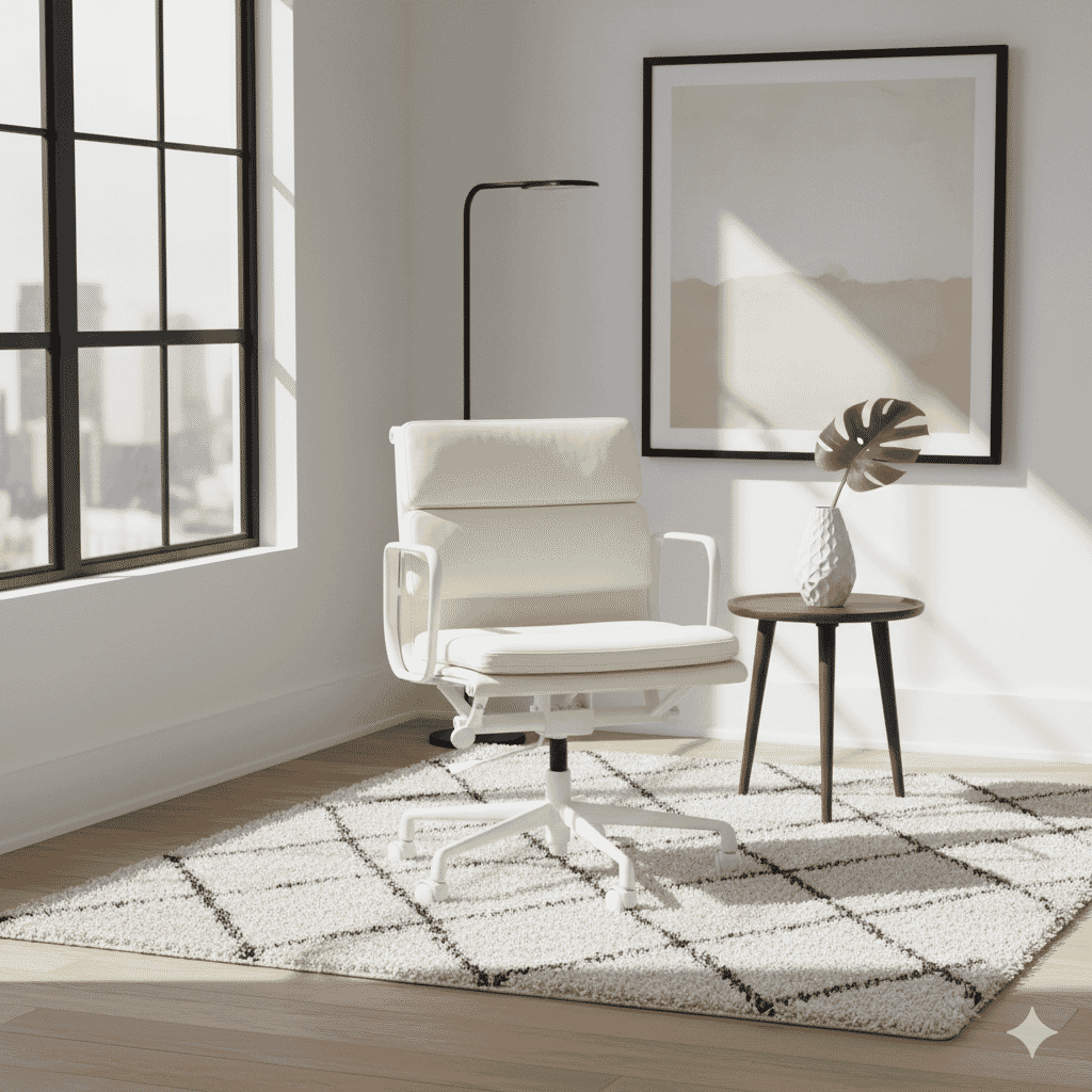 Eames Office Soft Chair EA 217 Powder Coated White