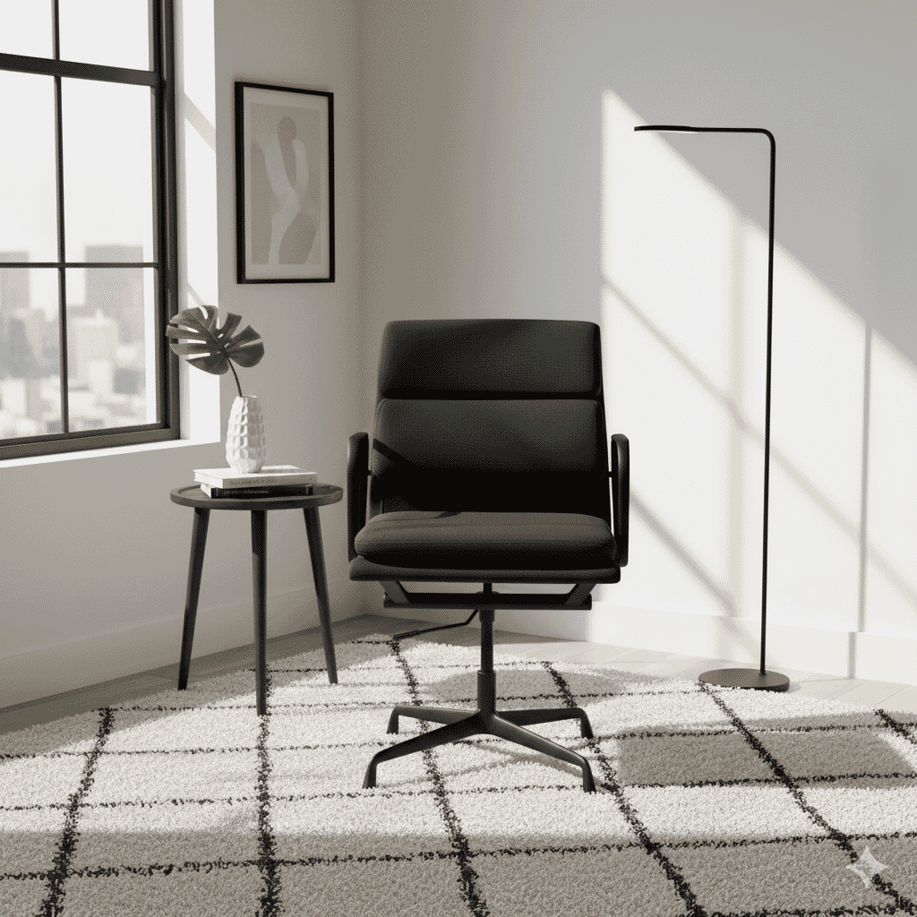 Eames Office Soft Pad Chair EA 218 Powder Coated Black