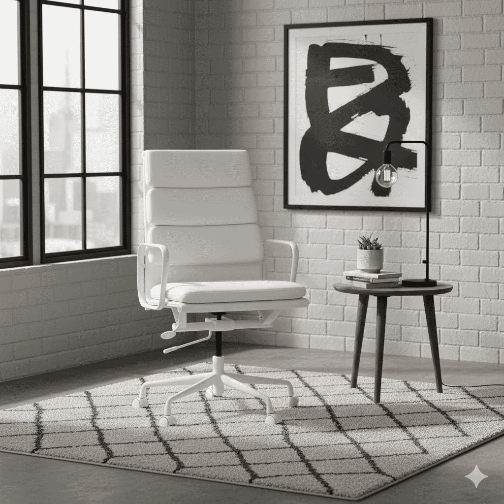 Eames Office Soft Pad Chair EA 219 Powder Coated White