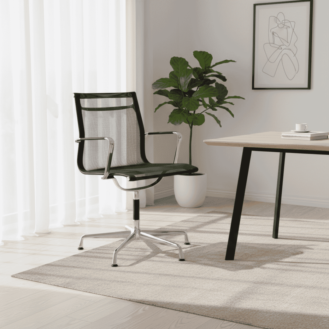 Eames Office Aluminium Chair EA 105 In Black Mesh