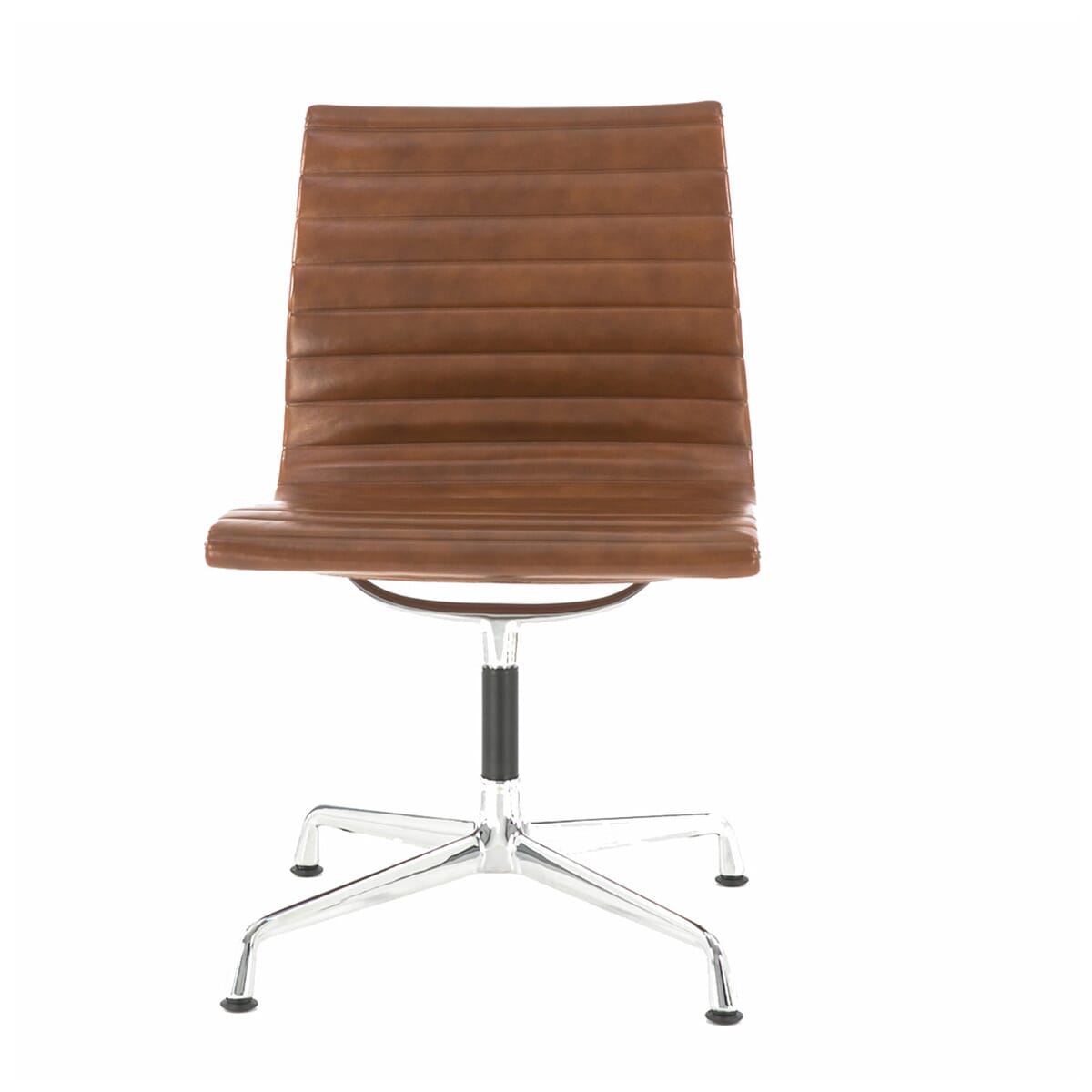 Eames Office Aluminium Chair EA 105 In Brown Leather