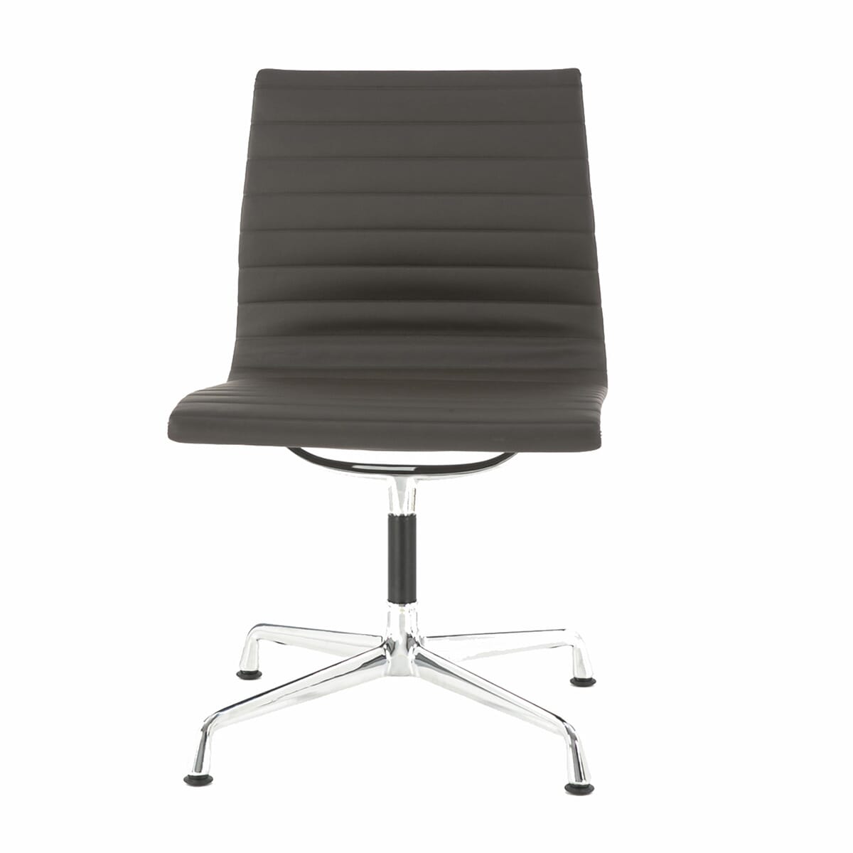 Eames Office Aluminium Chair EA 105 In Chocolate Brown Leather