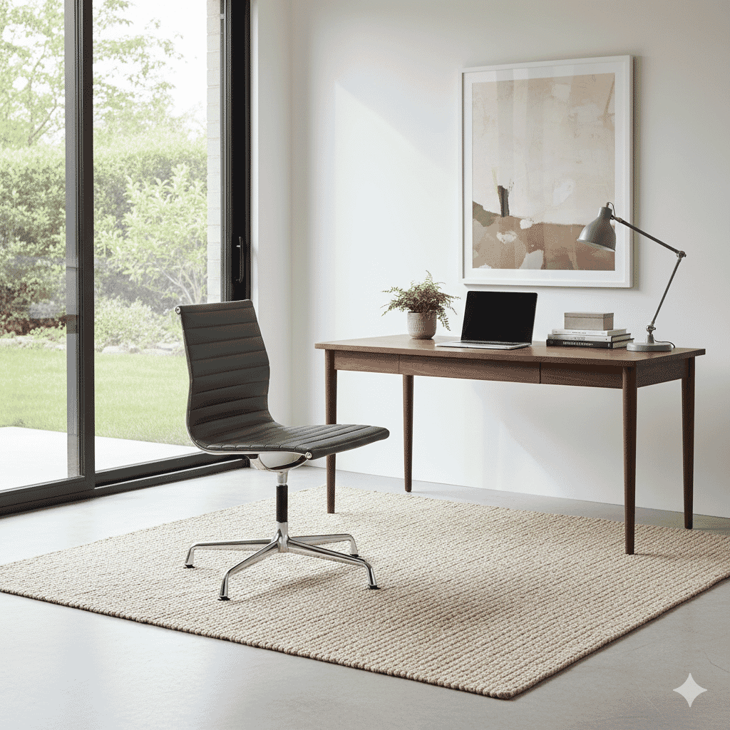 Eames Office Aluminium Chair EA 105 In k Grey Leather