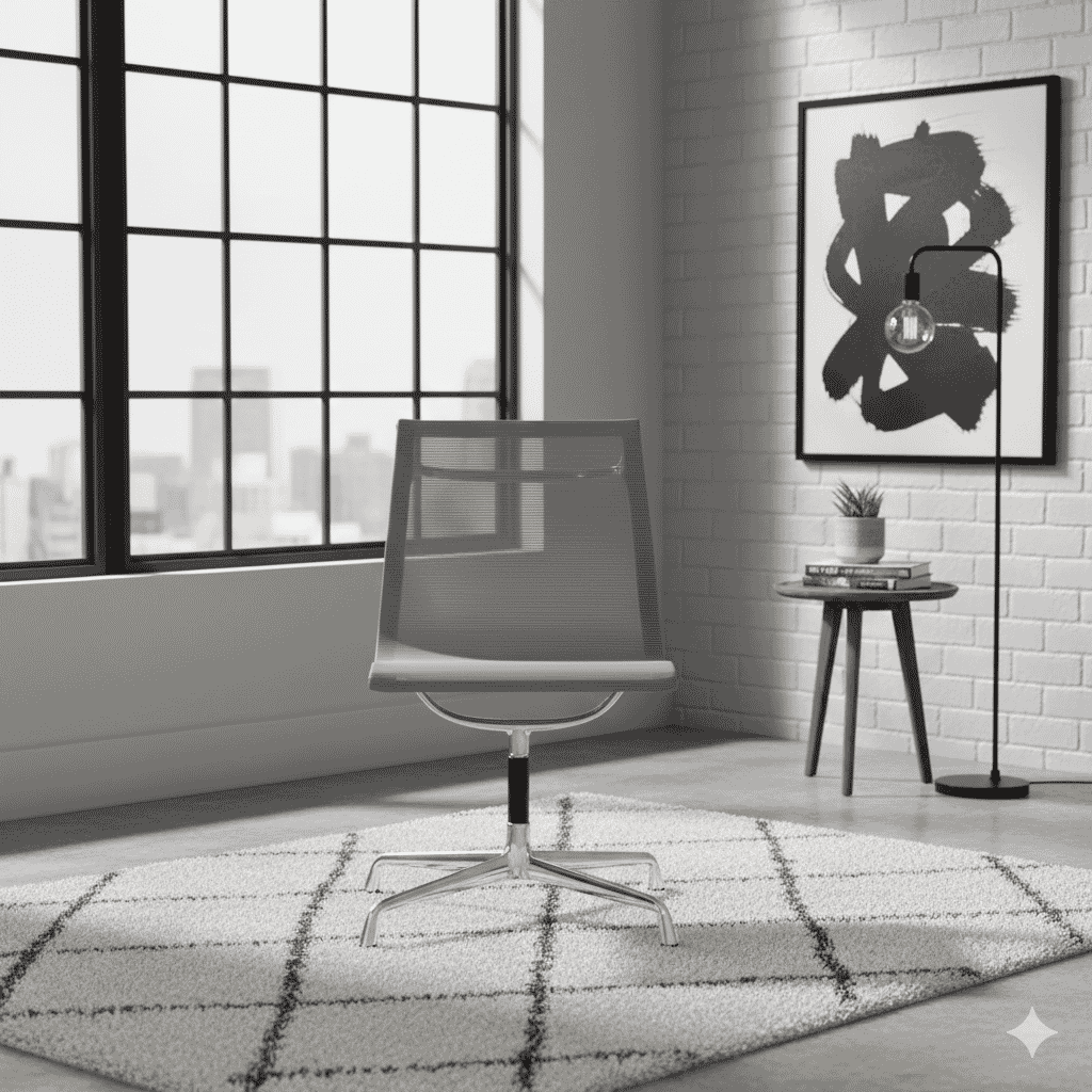 Eames Office Aluminium Chair EA 105 In Grey Mesh