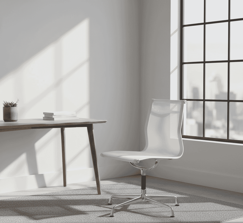 Eames Office Aluminium Chair EA 105 In White Mesh