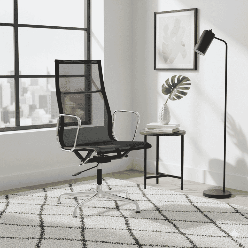 Charles Eames Office Aluminium Chair EA 108 High Back Mesh Group