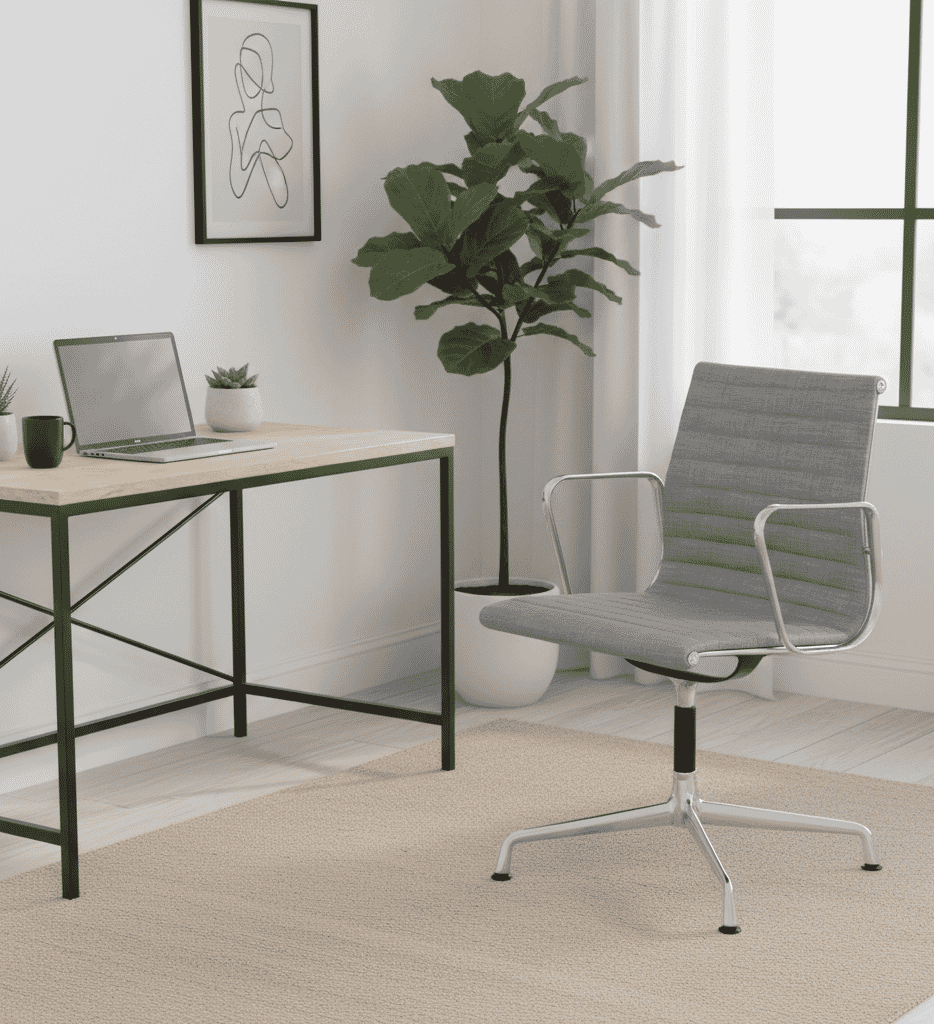 Eames Office Aluminium Chair EA 108 In Grey Cotton