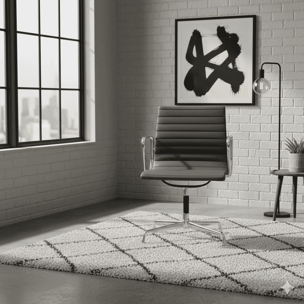 Eames Office Aluminium Chair EA 108 In k Grey Leather