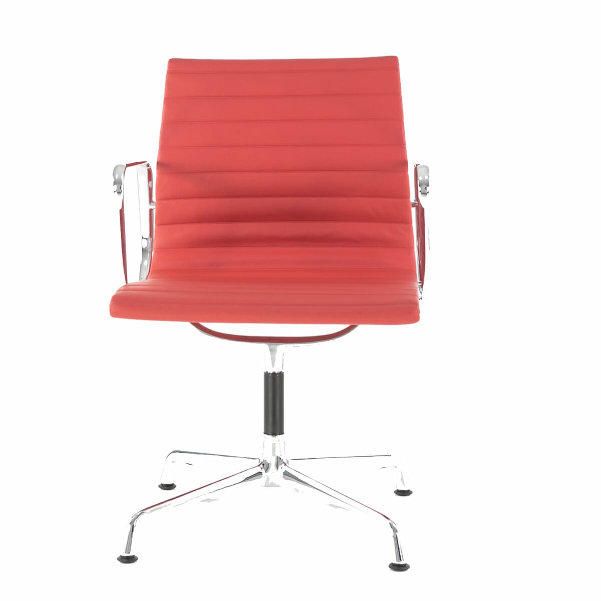 Eames Office Aluminium Chair EA 108 In Red Leather