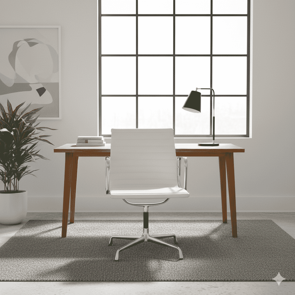 Eames Office Aluminium Chair EA 108 In White Leather