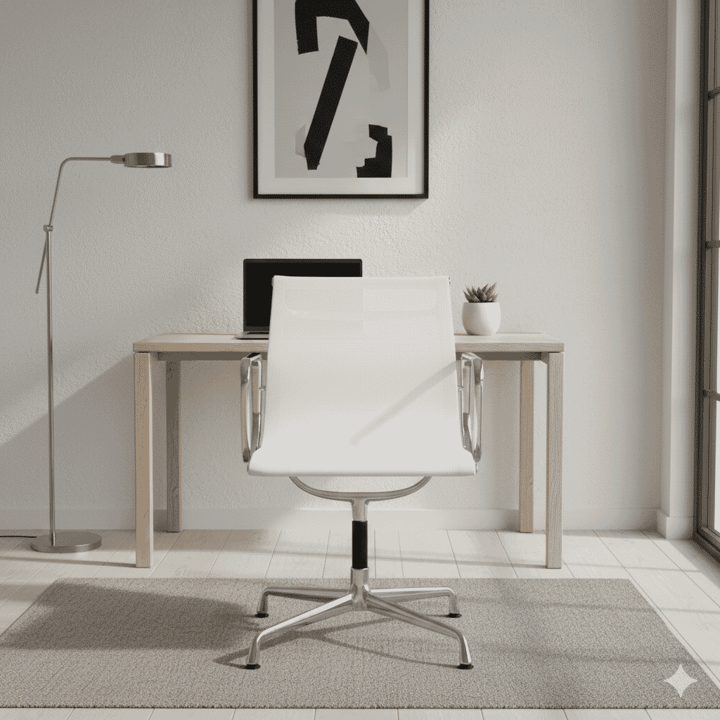 Eames Office Aluminium Chair EA 108 In White Mesh