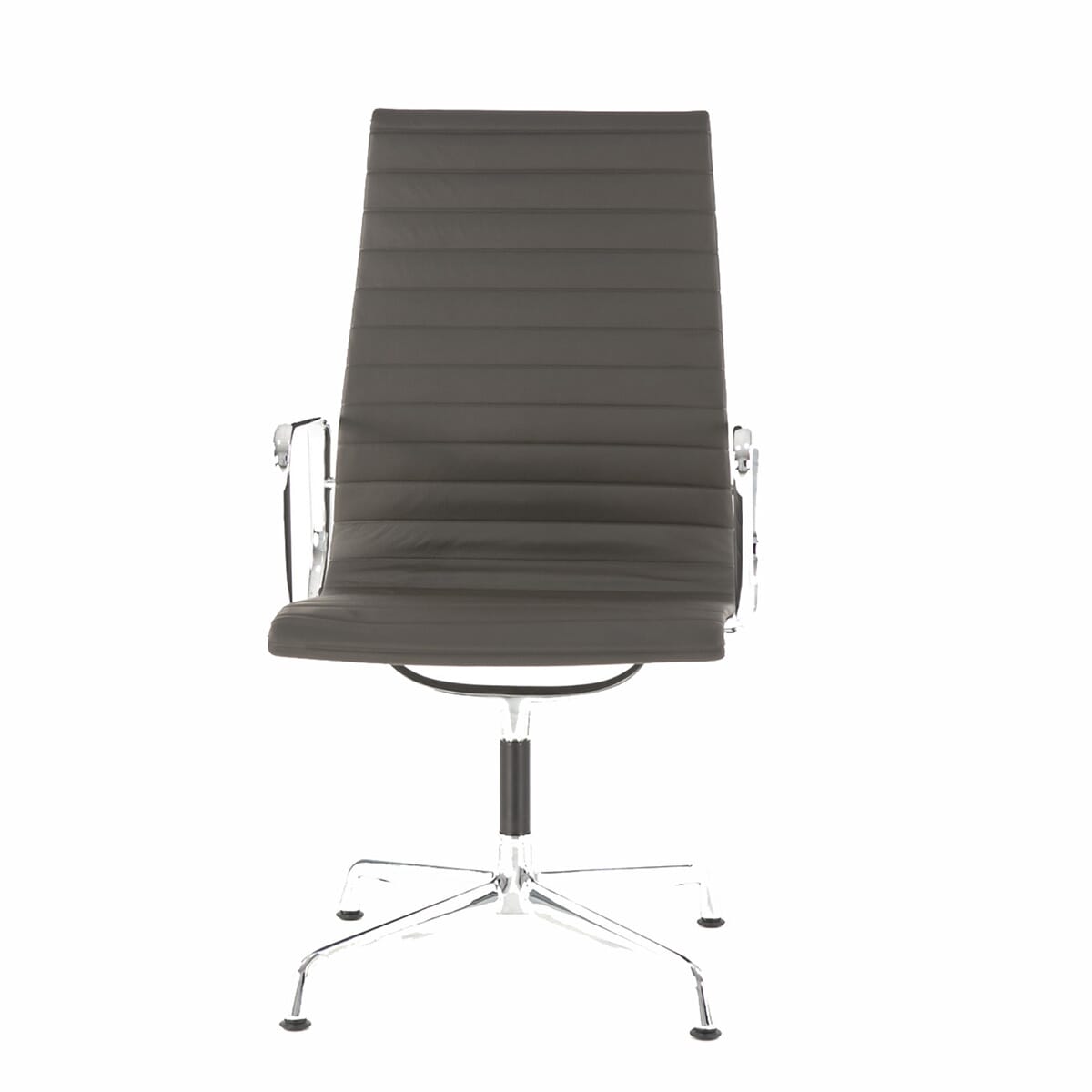 Eames Office Aluminium Chair EA 109 In Chocolate Brown Leather