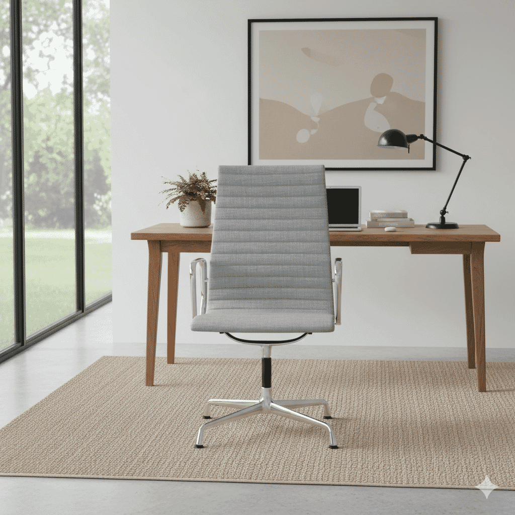 Eames Office Aluminium Chair EA 109 In Grey Cotton