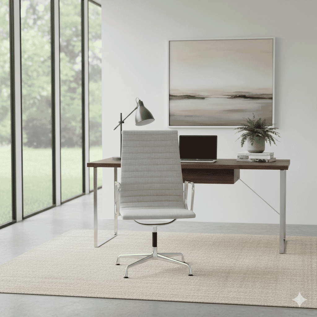 Eames Office AlumInium Chair EA 109 In Light Grey Cotton