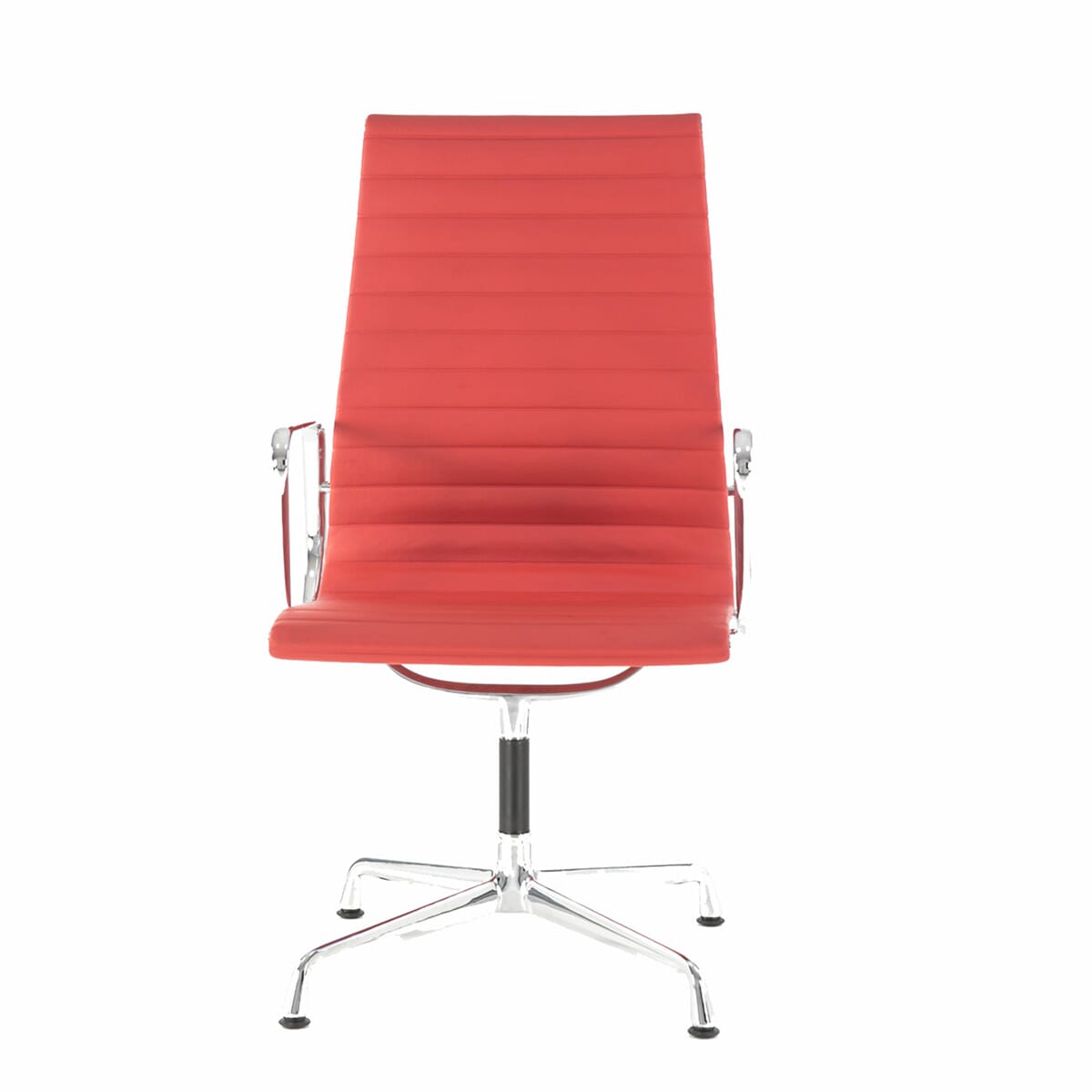 Eames Office Aluminium Chair EA 109 In Red Leather