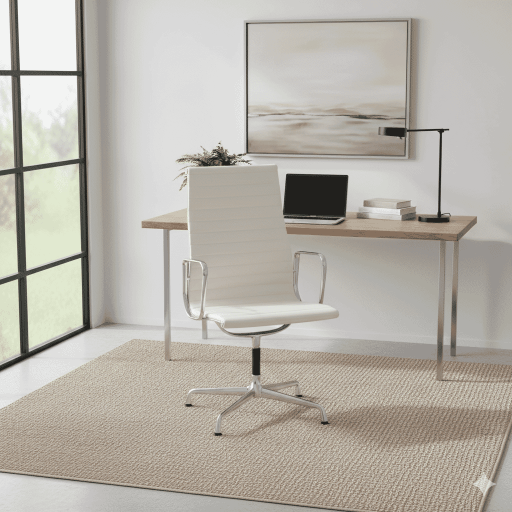 Eames Office Aluminium Chair EA 109 In White Leather