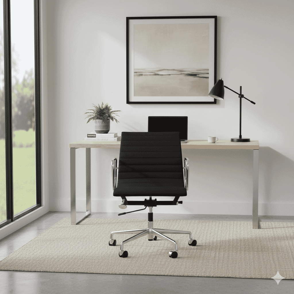 Eames Office Aluminium Chair EA 117 In Black Cotton