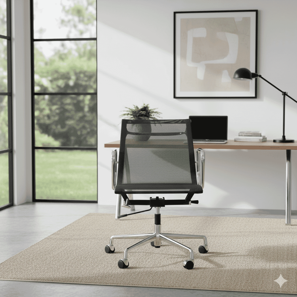 Eames Office Aluminium Chair EA 117 In Black Mesh