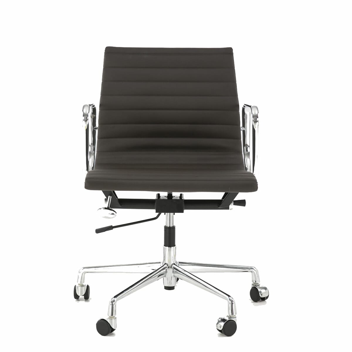 Eames Office Aluminium Chair EA 117 In Chocolate Brown Leather