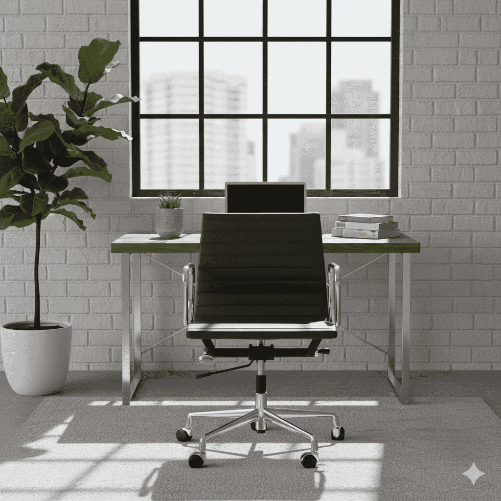 Eames Office Aluminium Chair EA 117 In Chocolate Brown Leather