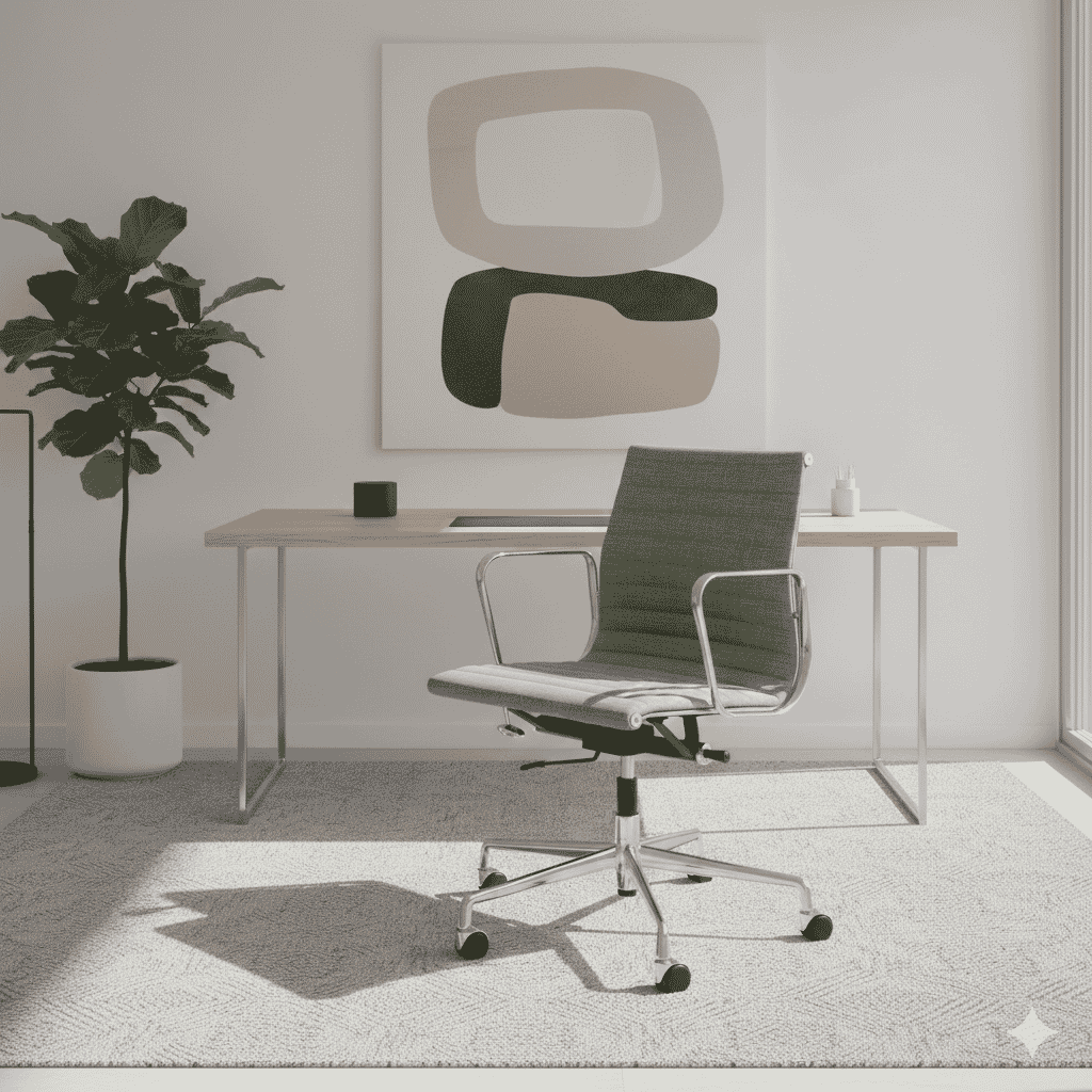 Eames Office Aluminium Chair EA 117 In Grey Cotton