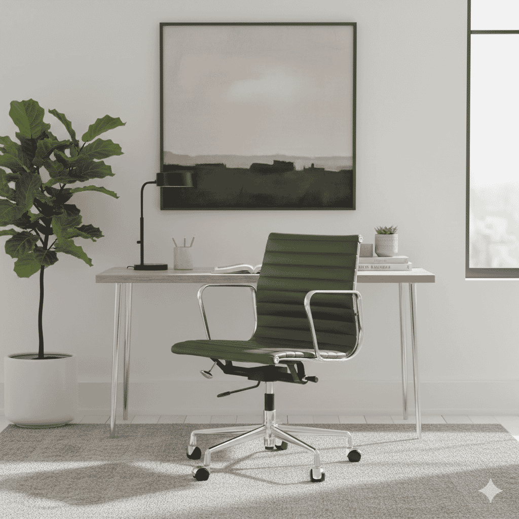 Eames Office Aluminium Chair EA 117 In k Grey Leather