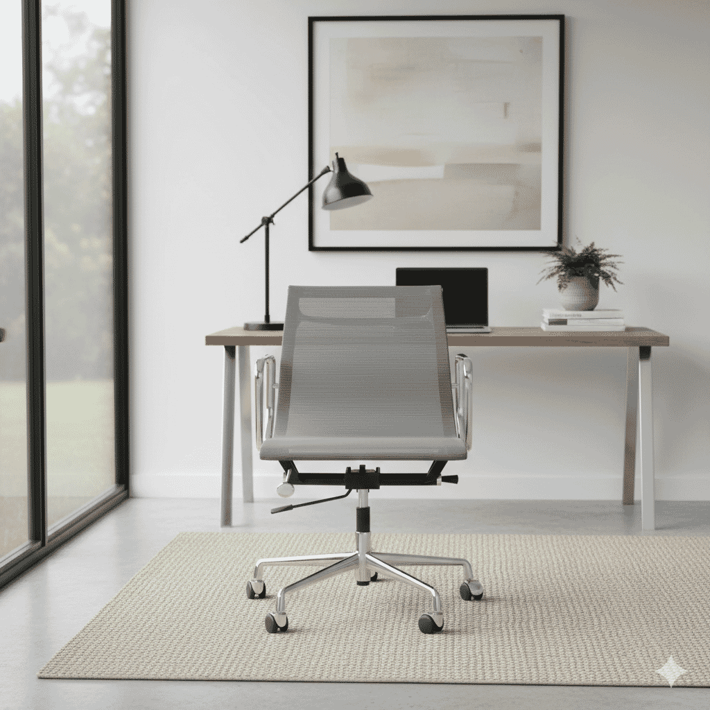 Eames Office Aluminium Chair EA 117 In Grey Mesh