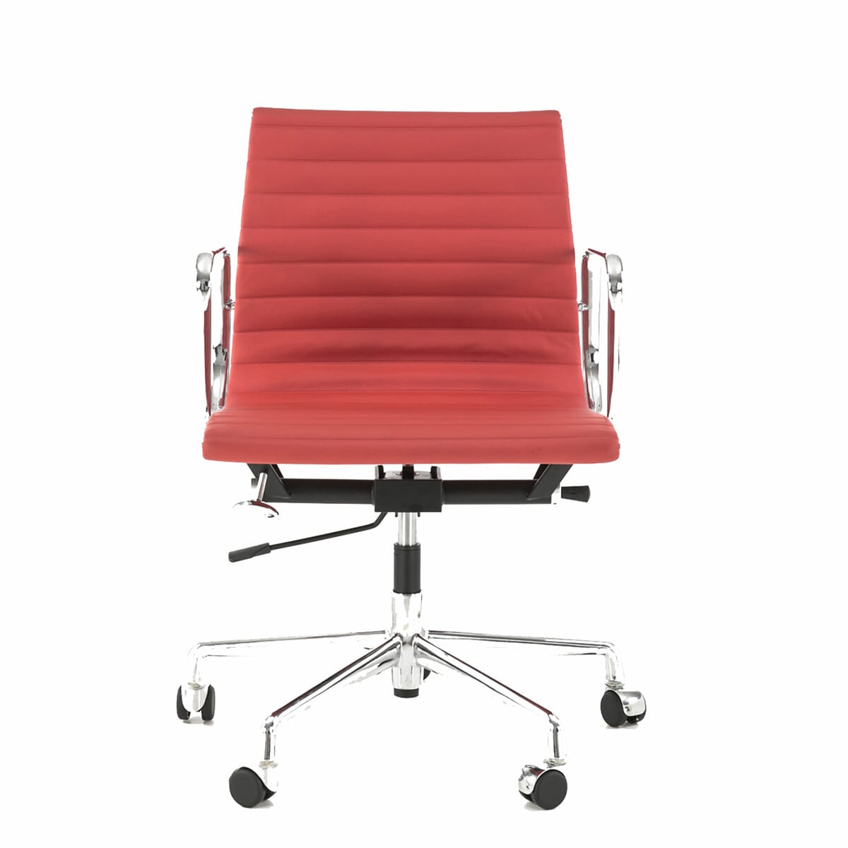 Eames Office Aluminium Chair EA 117 In Red Leather