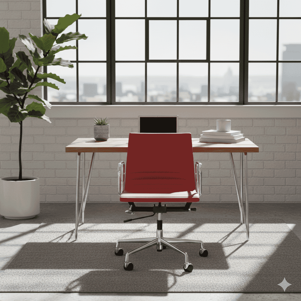 Eames Office Aluminium Chair EA 117 In Red Leather