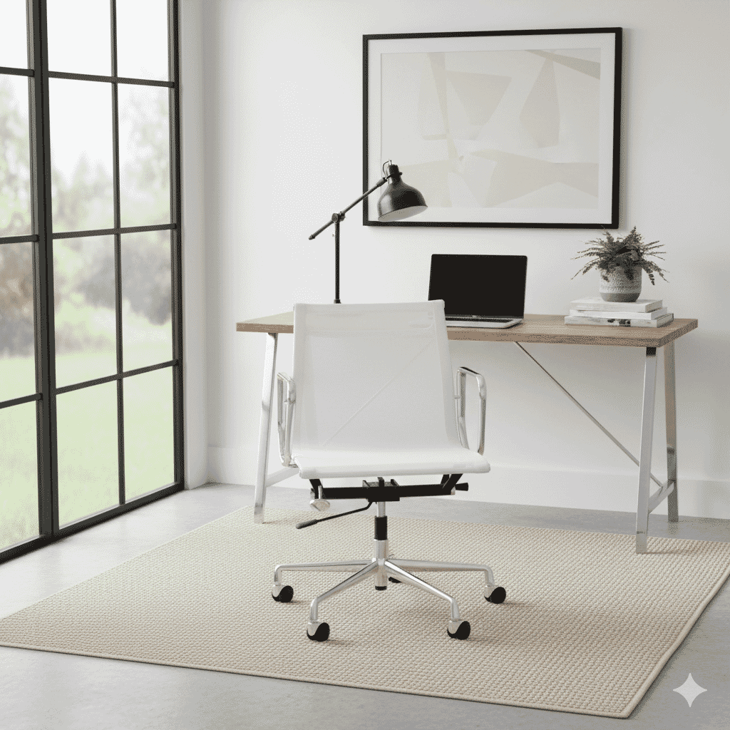 Eames Office Aluminium Chair EA 117 In White Mesh