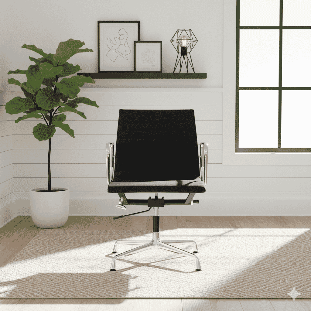 Eames Office AlumInium Chair EA 118 In Black Cotton