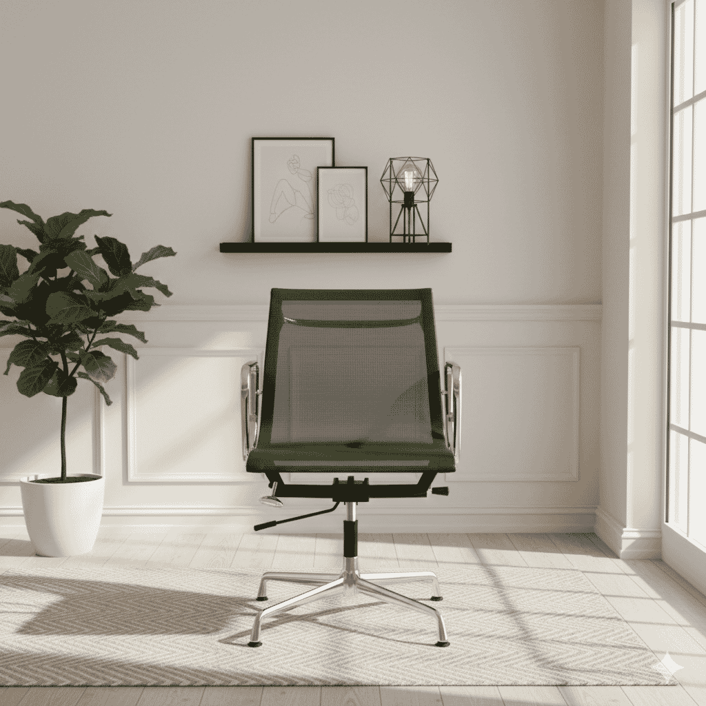 Eames Office AlumInium Chair EA 118 In Black Mesh