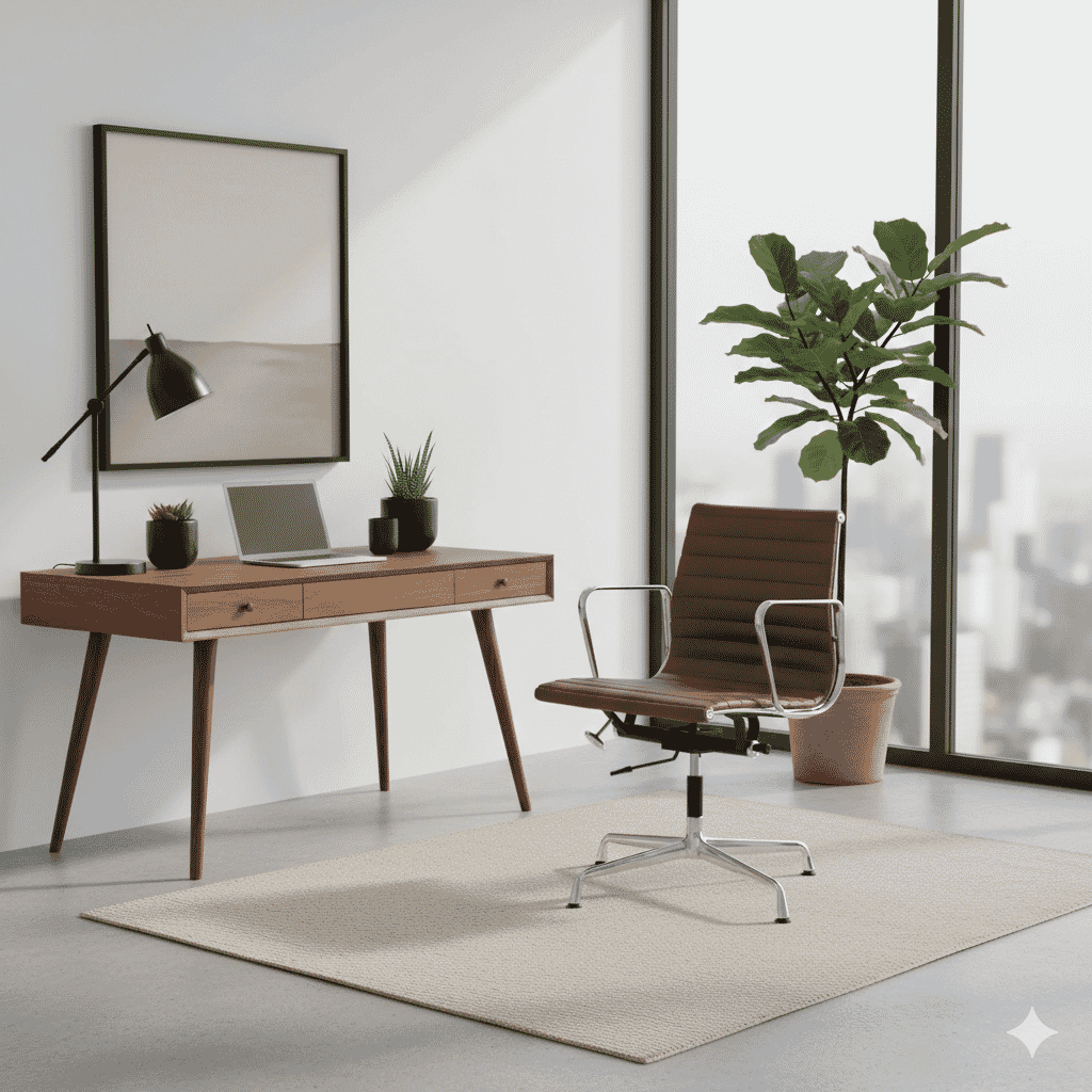 Eames Office AlumInium Chair EA 118 In Brown Leather