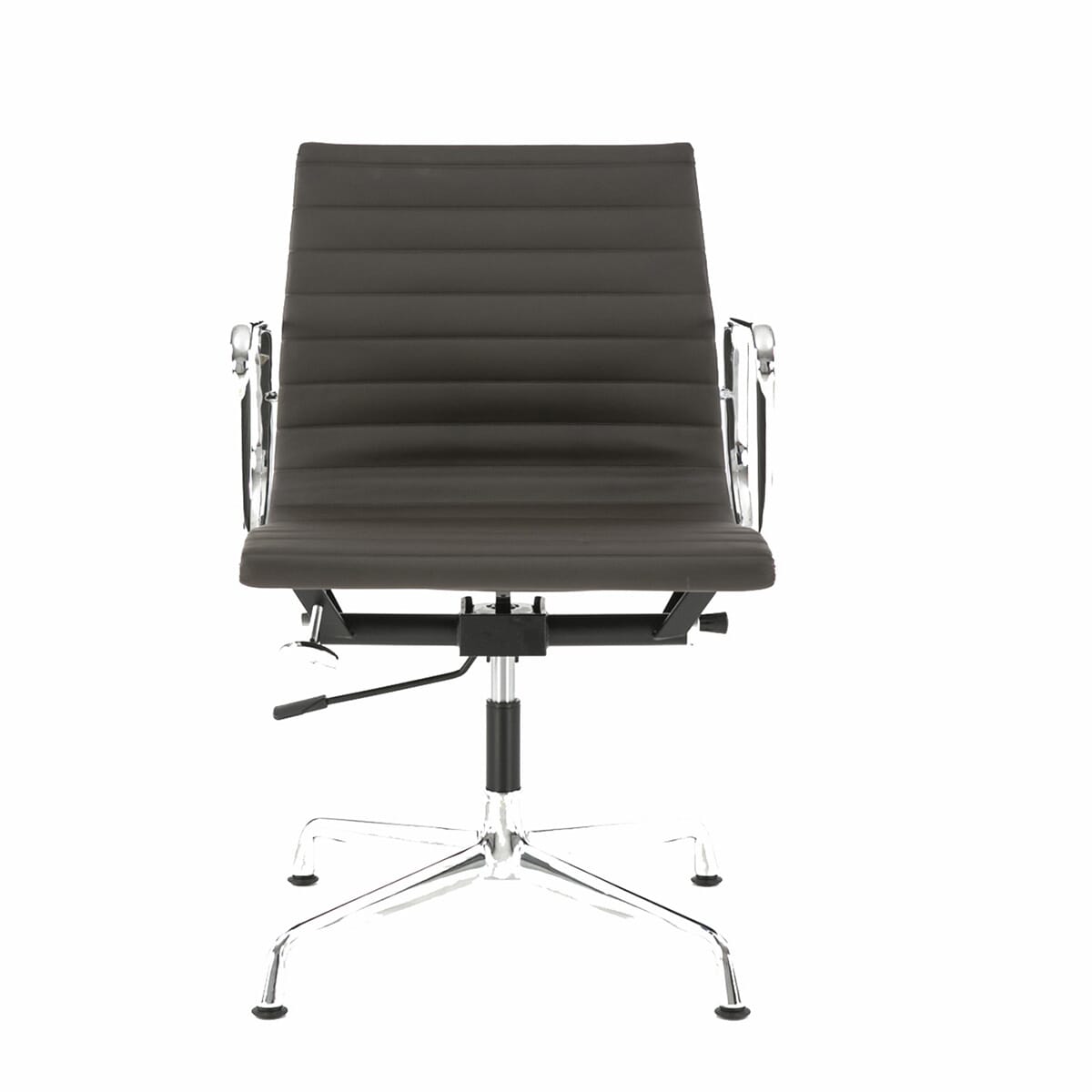 Eames Office AlumInium Chair EA 118 In Chocolate Brown Leather