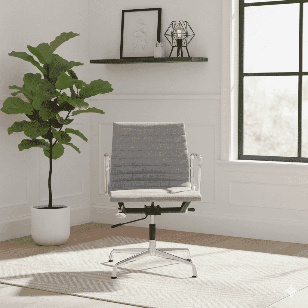 Eames Office AlumInium Chair EA 118 In Grey Cotton