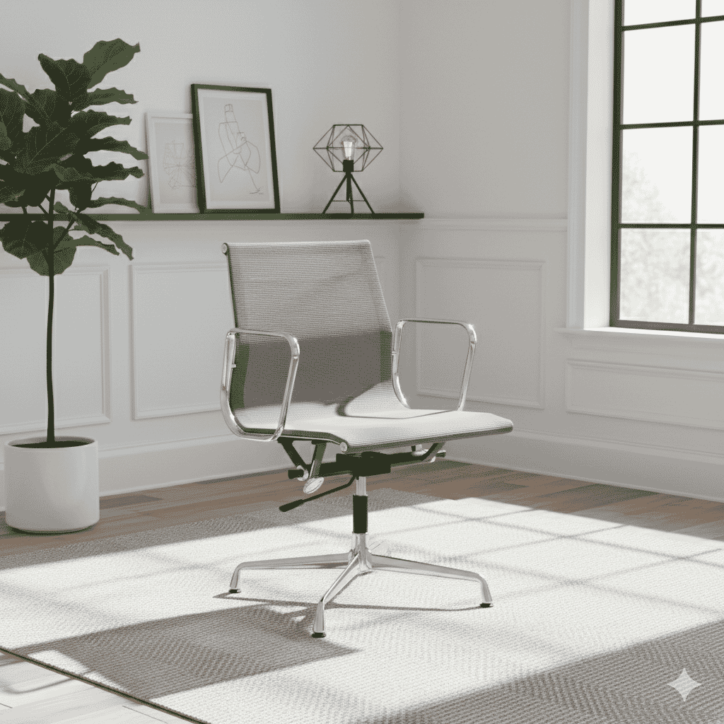 Eames Office AlumInium Chair EA 118 In Grey Mesh