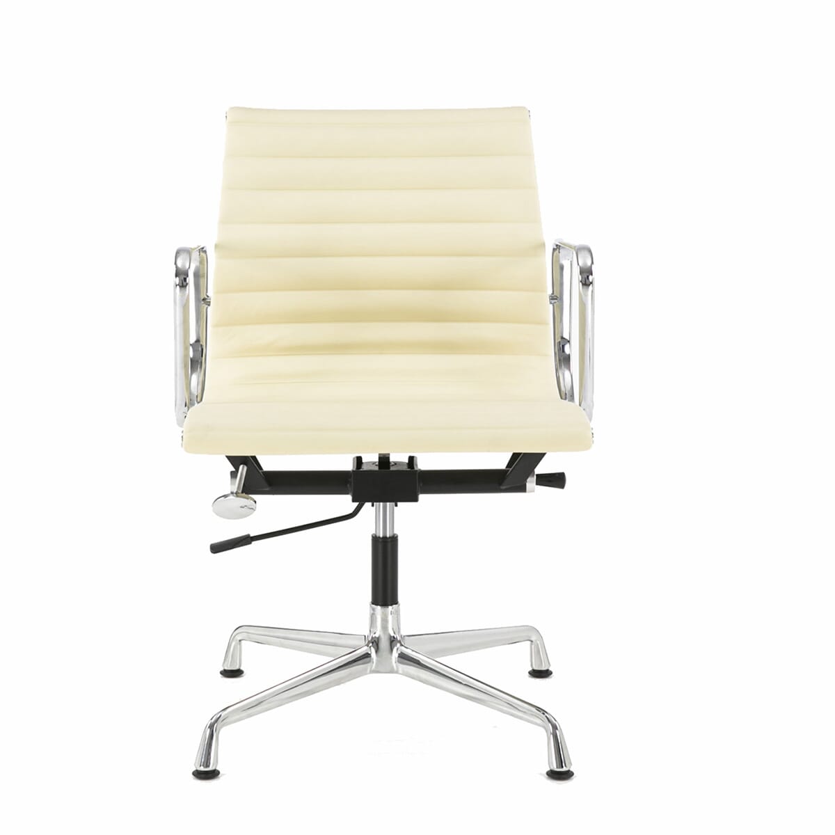 Eames Office AlumInium Chair EA 118 In Off White Leather