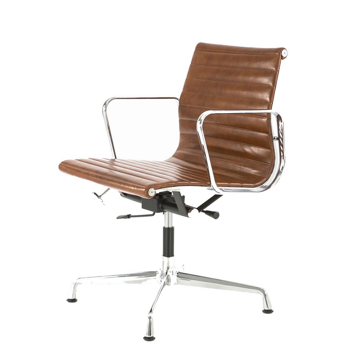 Charles Eames Style Eames Office AlumInium Chair EA 118 In Tan Leather SWIVEL UK